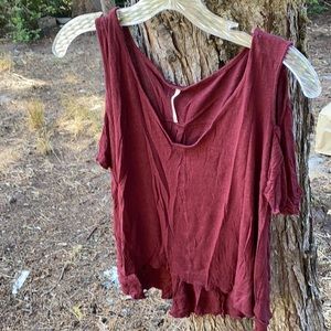 Free people Cute maroon off shoulder top